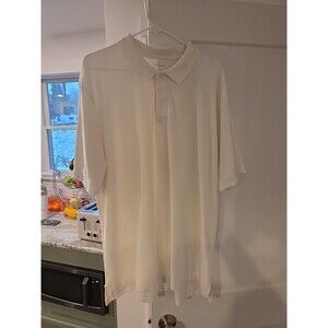 #75 L.L.LL BEAN Mens Polo Shirt Extra Large XL White Cotton